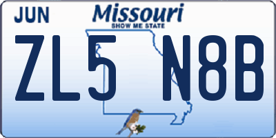 MO license plate ZL5N8B