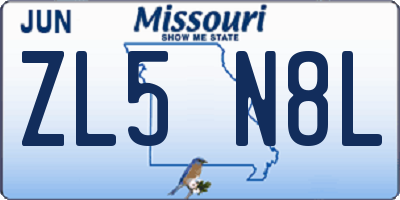 MO license plate ZL5N8L