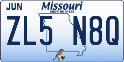 MO license plate ZL5N8Q