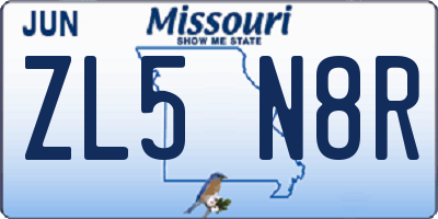 MO license plate ZL5N8R