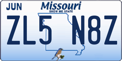 MO license plate ZL5N8Z