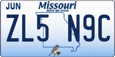 MO license plate ZL5N9C