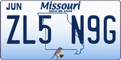 MO license plate ZL5N9G