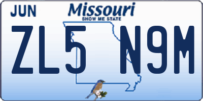MO license plate ZL5N9M