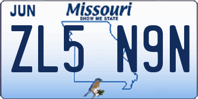 MO license plate ZL5N9N