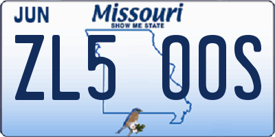 MO license plate ZL5O0S