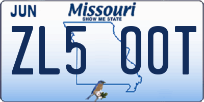 MO license plate ZL5O0T