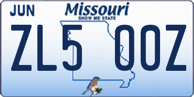 MO license plate ZL5O0Z