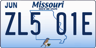 MO license plate ZL5O1E