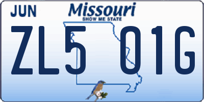MO license plate ZL5O1G