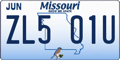 MO license plate ZL5O1U