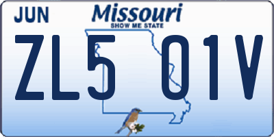 MO license plate ZL5O1V