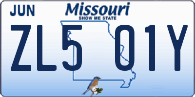 MO license plate ZL5O1Y
