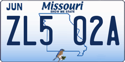 MO license plate ZL5O2A