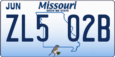 MO license plate ZL5O2B