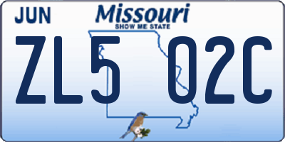 MO license plate ZL5O2C