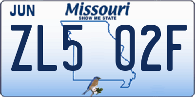 MO license plate ZL5O2F