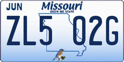 MO license plate ZL5O2G