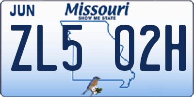 MO license plate ZL5O2H