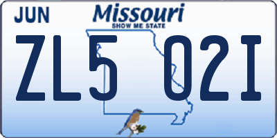 MO license plate ZL5O2I