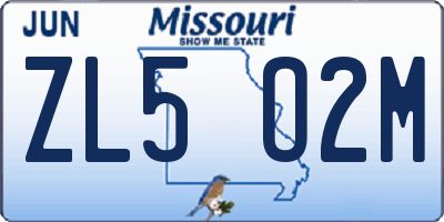 MO license plate ZL5O2M