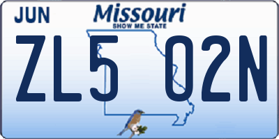 MO license plate ZL5O2N