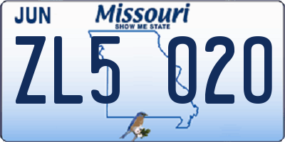 MO license plate ZL5O2O