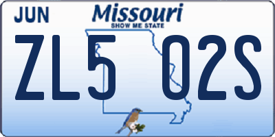 MO license plate ZL5O2S
