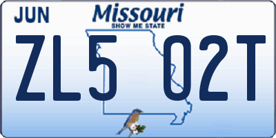 MO license plate ZL5O2T