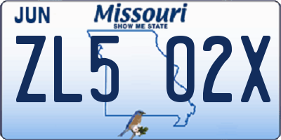 MO license plate ZL5O2X