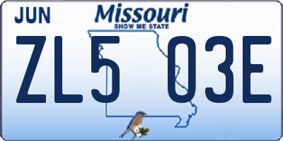 MO license plate ZL5O3E
