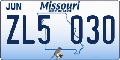 MO license plate ZL5O3O