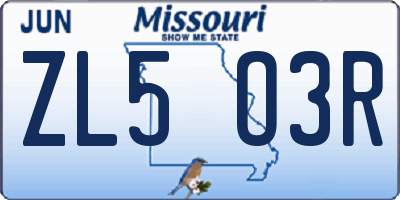 MO license plate ZL5O3R