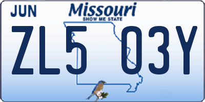 MO license plate ZL5O3Y