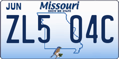 MO license plate ZL5O4C