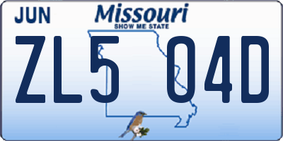 MO license plate ZL5O4D