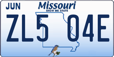 MO license plate ZL5O4E