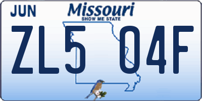 MO license plate ZL5O4F