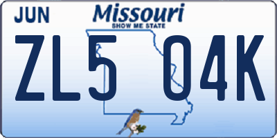 MO license plate ZL5O4K