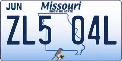 MO license plate ZL5O4L