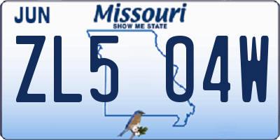 MO license plate ZL5O4W