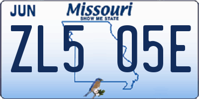 MO license plate ZL5O5E