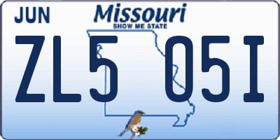 MO license plate ZL5O5I