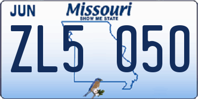MO license plate ZL5O5O