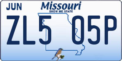 MO license plate ZL5O5P