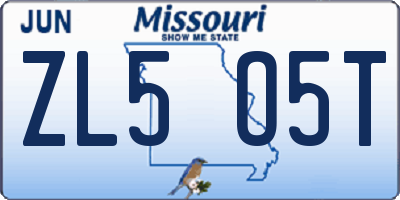 MO license plate ZL5O5T