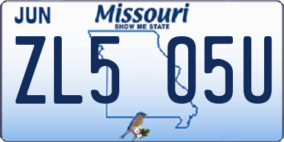 MO license plate ZL5O5U