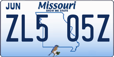 MO license plate ZL5O5Z