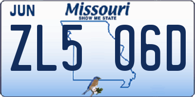 MO license plate ZL5O6D