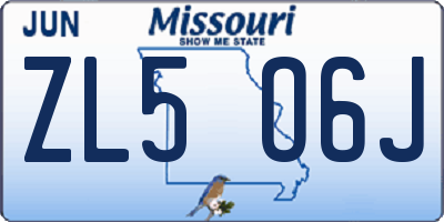MO license plate ZL5O6J
